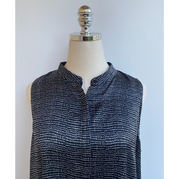 EILEEN FISHER Dress Silk Polka Dot Shift Tank Sleeveless Black sz M - Picture 2 of 8